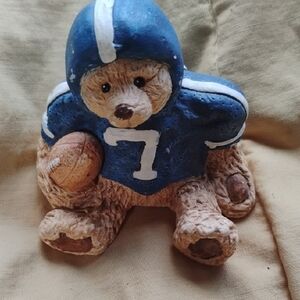 Blue Football Bear Figurine